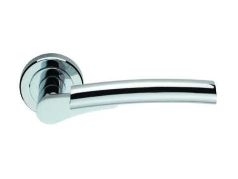 Serozzetta - Valiant Door Handle on Rose - Polished Chrome and Satin Nickel - Pair