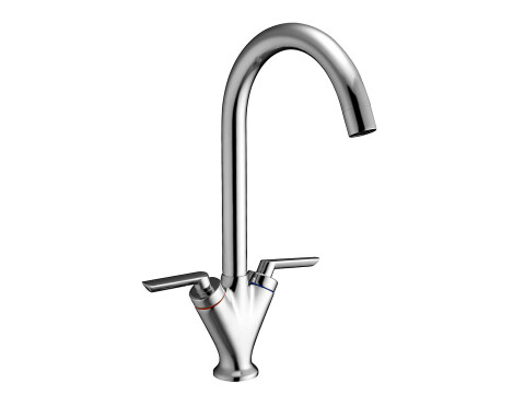 Twin Lever Swan Neck Sink Mixer (Chrome)