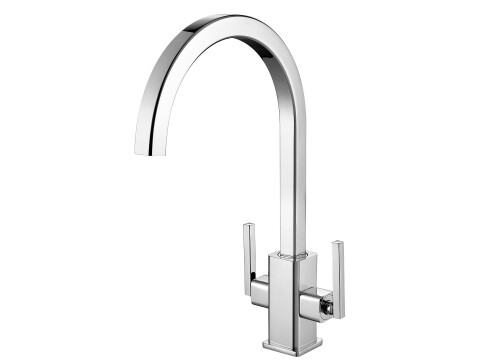 Square Twin Lever Swan Neck Sink Mixer