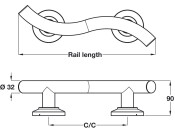 Nyma Style Curved Grab Rail 203mm cc PSS