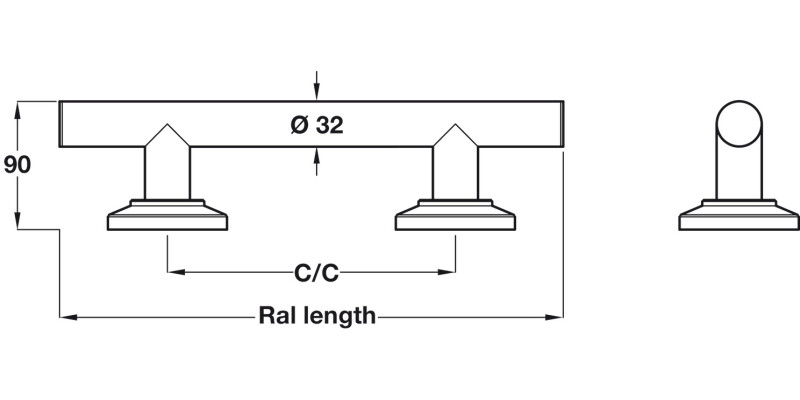 Nyma Style Grab Rail D32x448mm cc PSS