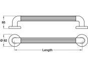 Nyma Pro Fluted Grab Rail D36x305mm Wht