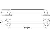 Nyma Care Grab Rail D32x600mm SSS