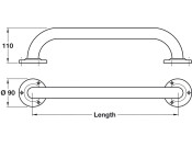 Nyma Pro Plain Grab Rail D35x610mm Wht