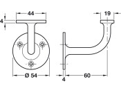 D54mm Handrail Bracket 60mm ZA SN