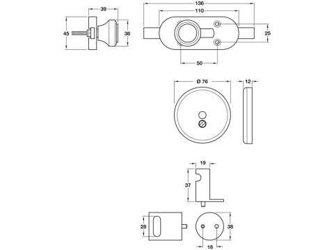 Indicator Bolt Set, Cubicle Fittings for 12-13 mm Board Partitions