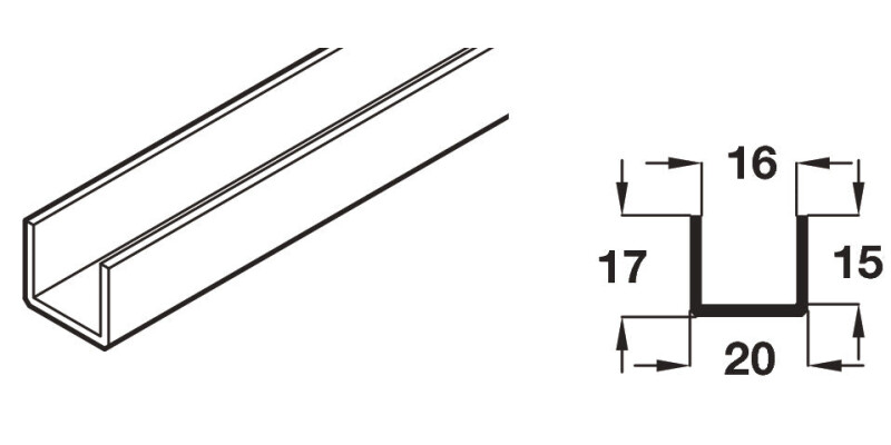 Bottom Channel, for Folding Patio Doors, H&auml;fele Fold 100-U
