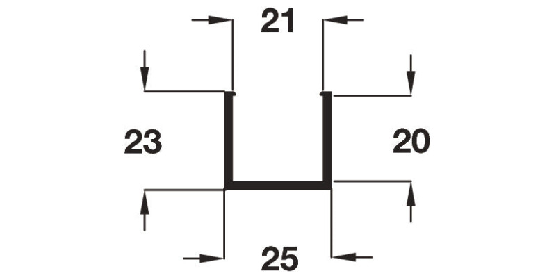 Bottom Support Channel, for Folding Patio Doors, H&auml;fele Fold 100-U