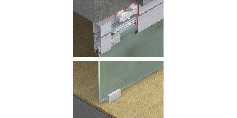 Fitting Set, for Sliding Glass Interior Doors, Hawa-Junior 80/GL