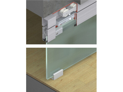 Fitting Set, for Sliding Glass Interior Doors, Hawa-Junior 80/GL