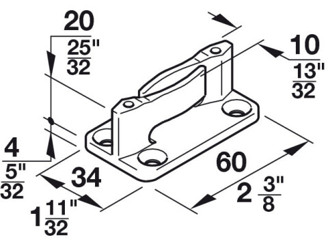 Bottom Guide, for Sliding Interior Doors, Hawa-Junior