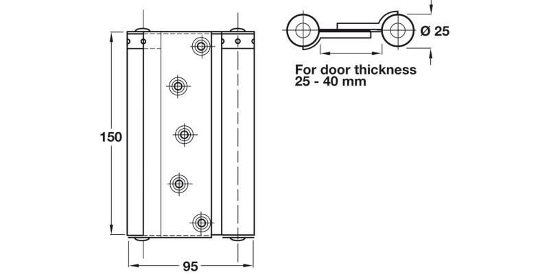 Spring Hinge Dbl Act 150x95mm St Slv