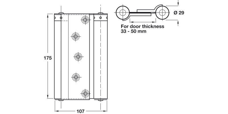 Spring Hinge Dbl Act 175x107mm St Slv