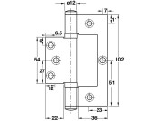 Flush Hinge 102x70mm 201 SS PSS