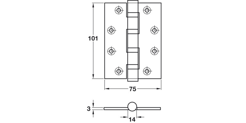 Butt Hinge BB 101x75mm Brass PB