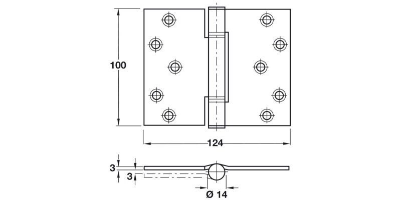 Hi-Load Butt Hinge Sqr 100x124mm St BZP
