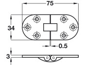 Counterflap Hinge 75x34mm Brass PB