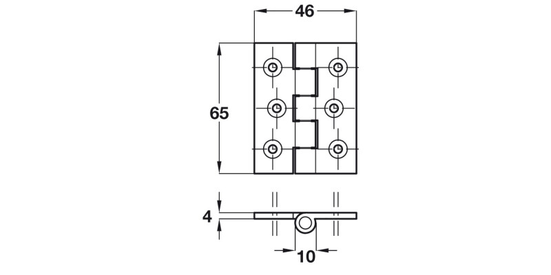 Butt Hinge Sqr 65x46mm Cast Iron Self