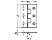 Butt Hinge DSSW Sqr 76x50mm SS SSS