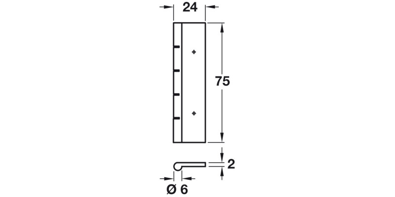 Dummy Hinge 75x24mm Brass Pol and Lac