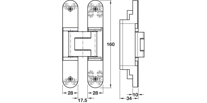 Tectus TE340 3D FR 180D Hinge Brz