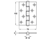 Butt Hinge DPBW 100x76mm Brs PB