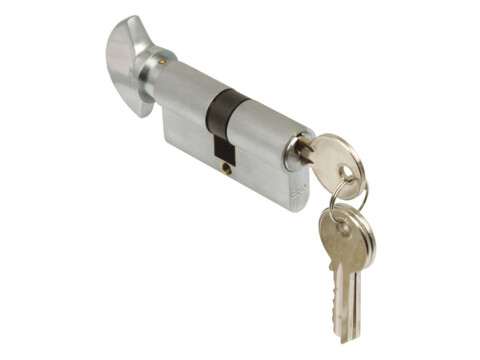 Profile Cylinder and Thumbturn, Key One Side, Turn the Other, Brass