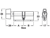 Euro Cylinder+Turn 5 Pin 30x30mm NP Dif