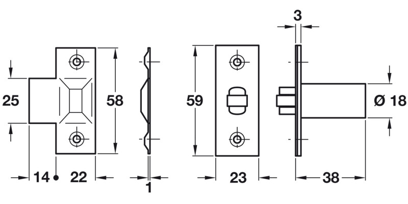 Mortice Adj Roller Catch SNP