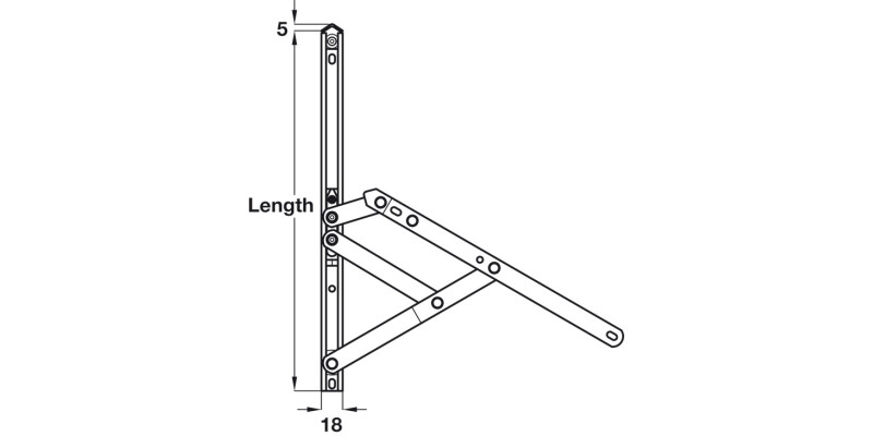 Friction Hinge Std Top Hung 406mm 430 SS