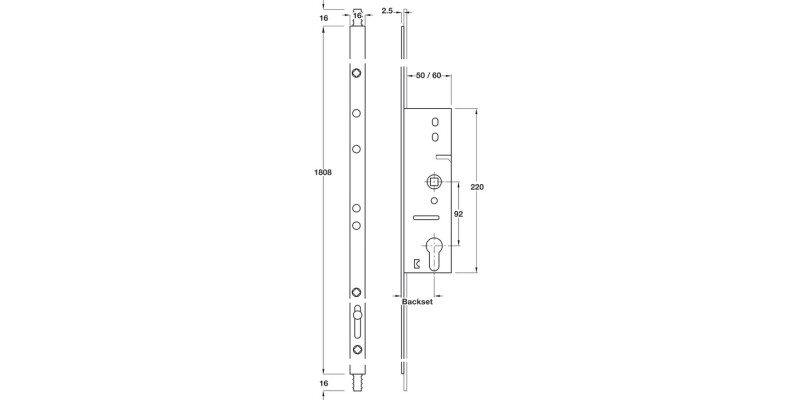 Mortice Cyl Slave Unit 45mm 1810x16mm