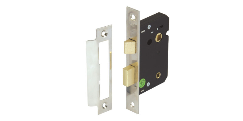 Bathroom Lock, Mortice, Latchbolt Operated by Lever Handles, Deadbolt by Turn/Em