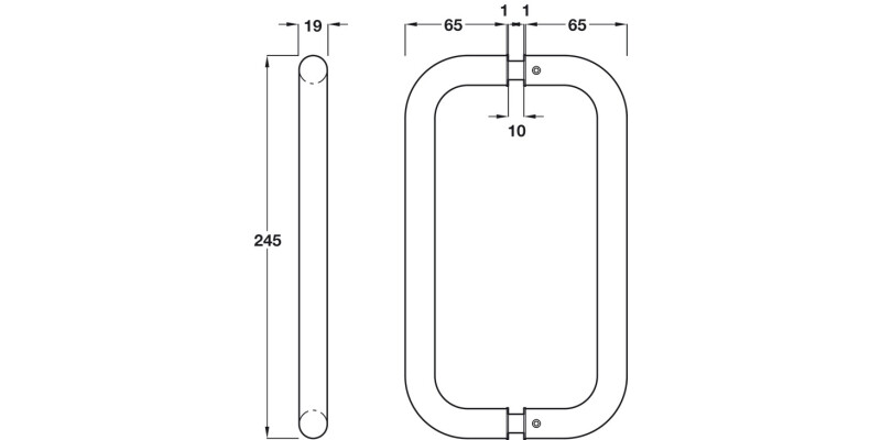 Pull Hdls B2B D19x227mm cc 304 SSS