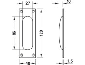 Startec Flush Pull Hdl Sqr 120x40mm SSS