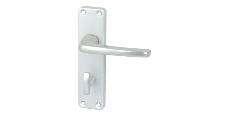 Lever Handles, on Backplates for Bathroom Lock,  Aluminium, Cransley