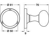 Mortice Mush Knob Set D50/61mm ZA SN