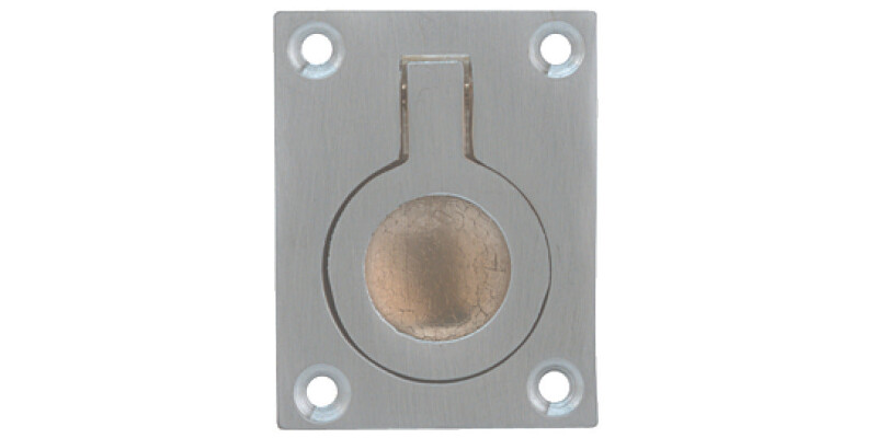 Flush Ring Pull Handle, Height 50 mm x Width 38 mm x Depth 12 mm, Brass