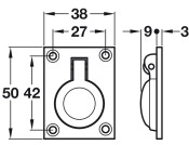 Flush Ring Pull Hdl 50x38x12mm Brass SC