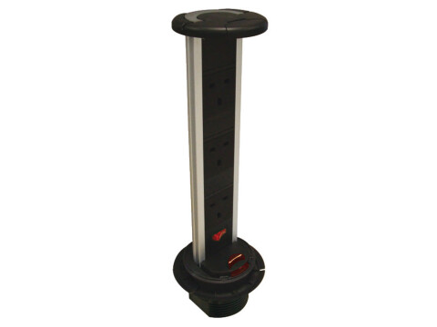 Vertical Powerdock, Rated IP54, 3 x UK 13 Amp Sockets, Requires &Oslash; 92 mm Drilled