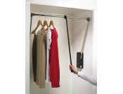 Pull Down Wardrobe Rail, for Internal Wardrobe Width 770-1200mm, 2004 Alu/Gry
