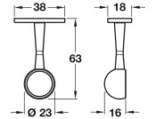 W/Robe Rail D19mm End Bracket White