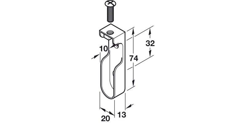 W/Robe Rail (Oval) End Supp ZA PC