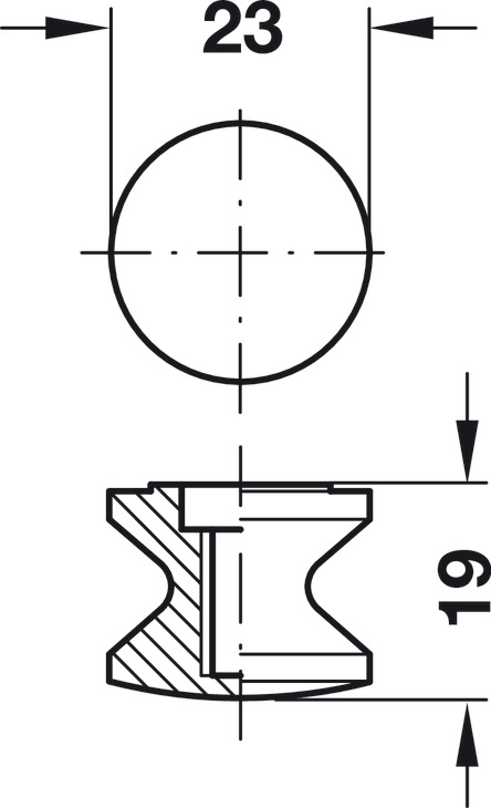 Push Lock Knob D23x19mm Pl Matt Blk 9005