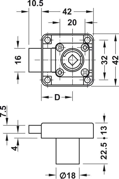 Symo3000 Spbolt Rim Lock 25/22.5mm DR Bl