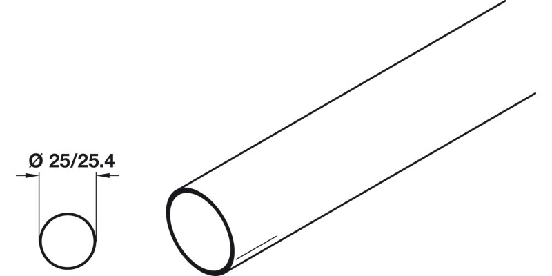 W/Robe Rail D25.4x0.7mm x2.5m St CP