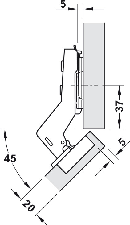 M310 110D Hinge Qck 45D 45/9.5 w SC Blk
