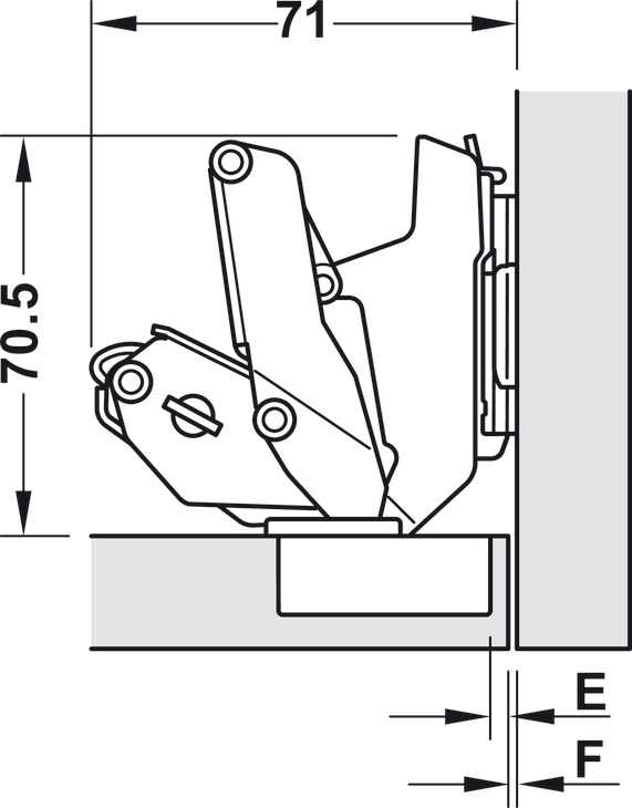 M310 155D Hinge Qck INS 45/9.5 wo SC Blk