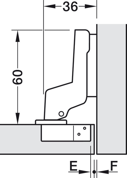 M310A 110D Hinge Sld INS 45/9.5 wo SC
