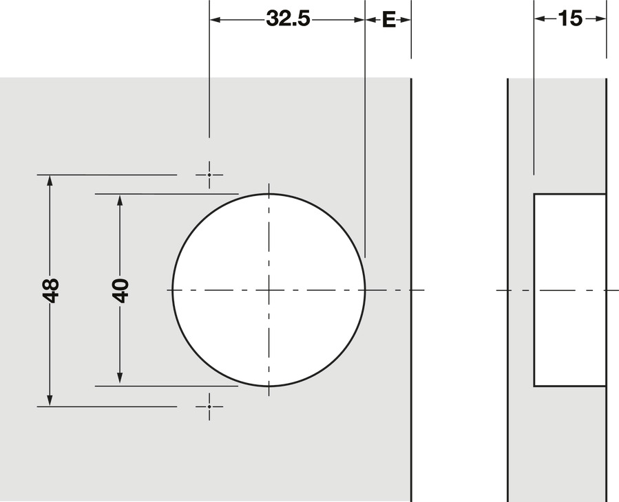 93D Hinge 900mm Dr INS w Spring NP