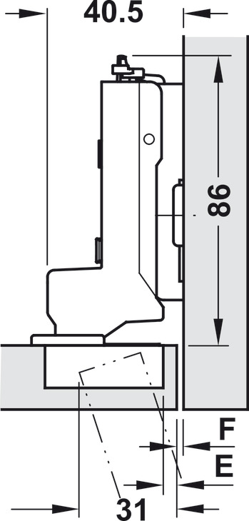 Tiomos 110D Hinge Clk INS Imp w SC NP